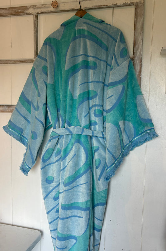 Towel Robe - Turquoise & Blue Oversized